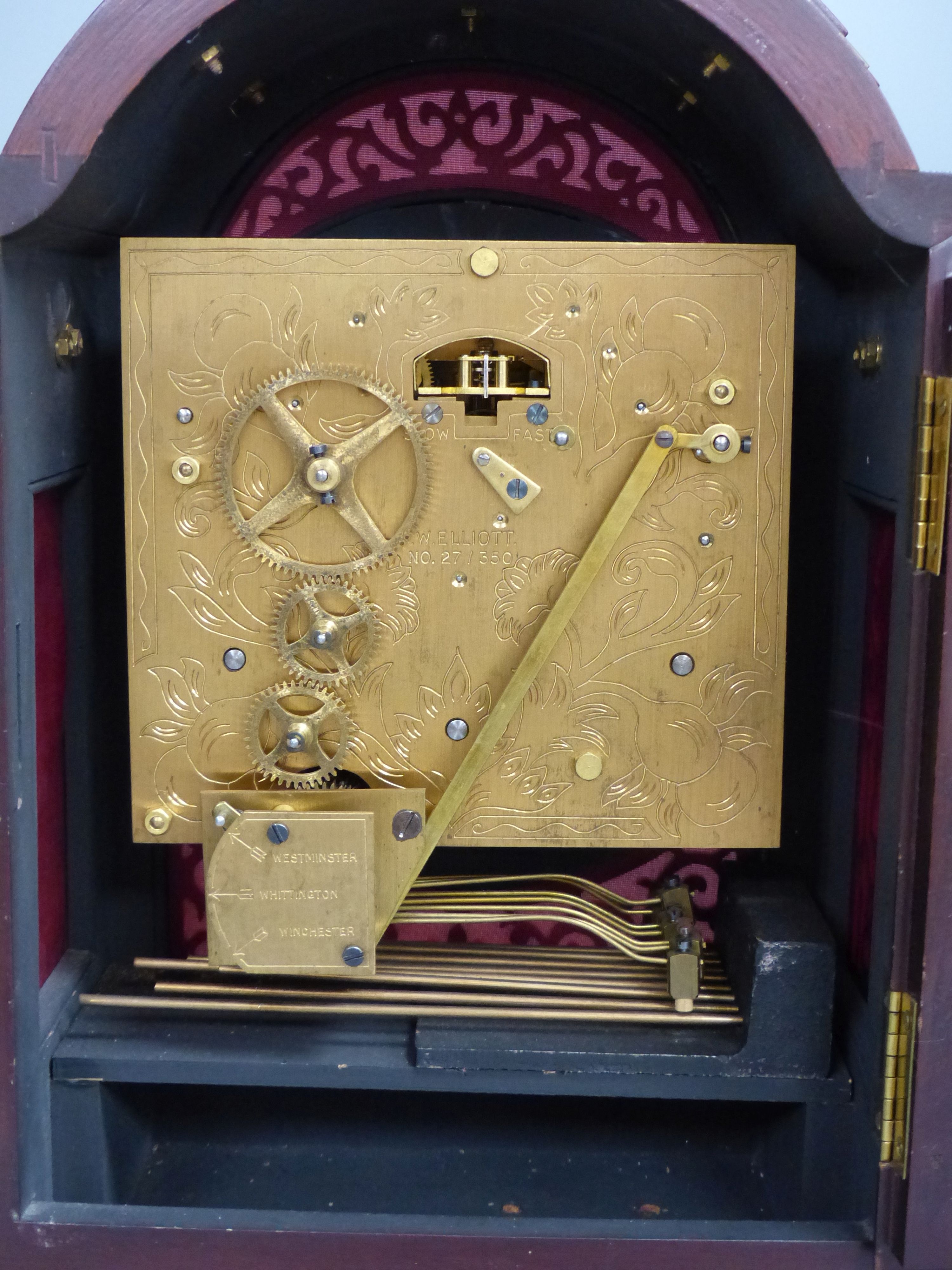 F. W. Elliott for Garrard, an 18th century style brass mahogany bracket clock